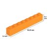 Picture of Loose brick 1X8 bright red orange 150
