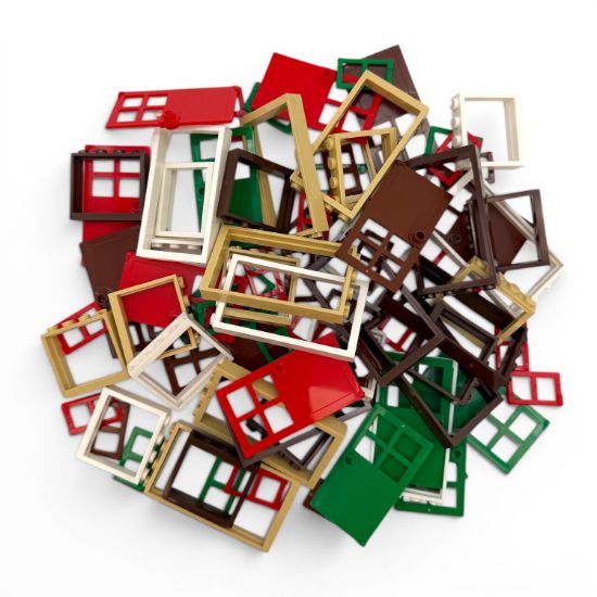 Immagine di Accessori per mattoncini da costruzione 84 pezzi, set di porte e finestre, accessori per mattoncini a incastro per la costruzione di case, mattoncini per costruzione fattoria/casa, compatibile con i marchi leader